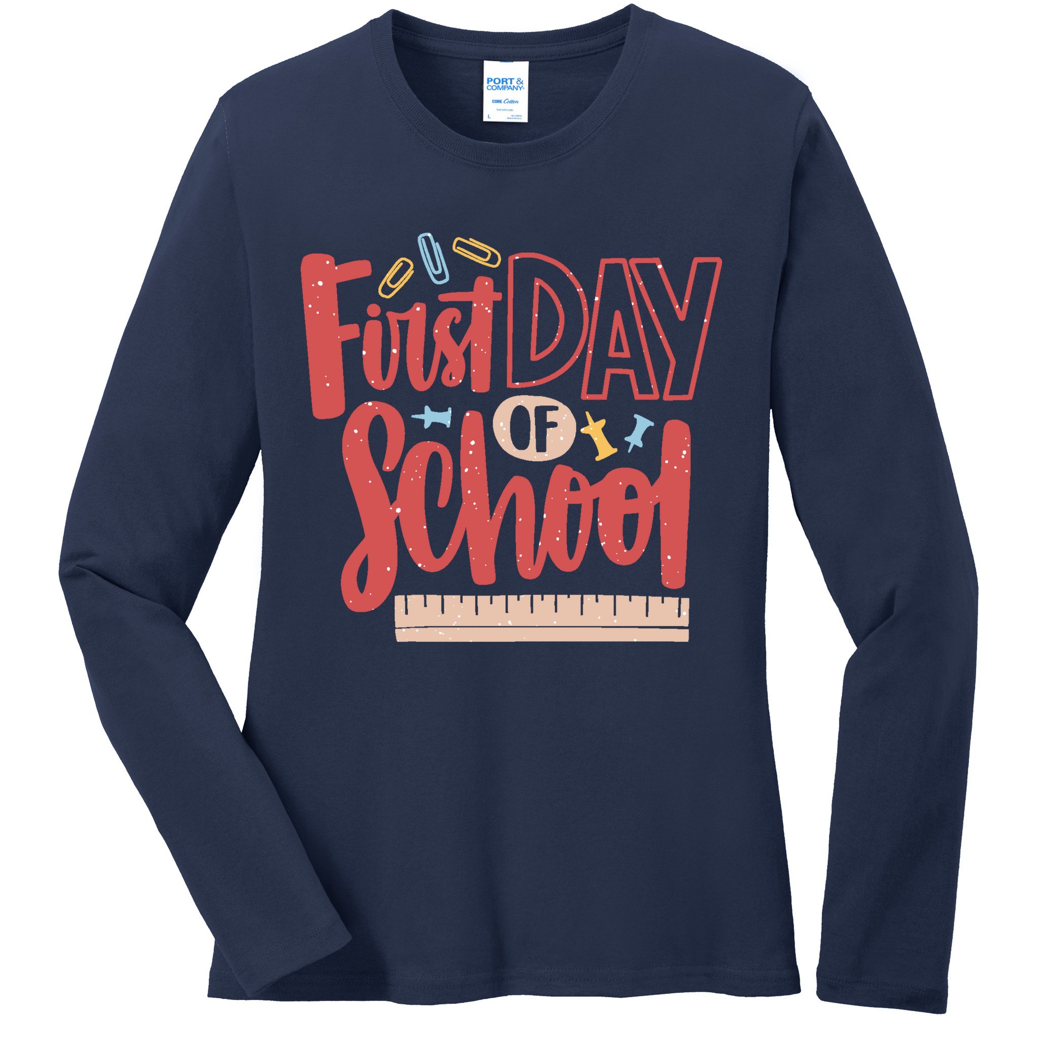 First Day Of School Cute Education Ladies Long Sleeve Shirt