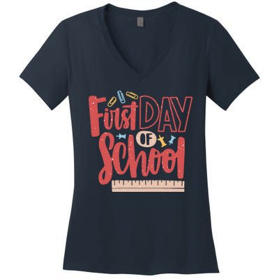 First Day Of School Cute Education Women's V-Neck T-Shirt