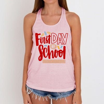 First Day Of School Cute Education Women's Knotted Racerback Tank