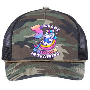 First Day Of 3rd Grade Girl Back To School Unicorn Retro Rope Trucker Hat Cap