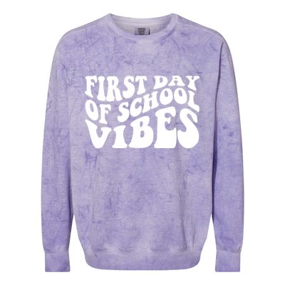 First Day Of School Vibes Retro Colorblast Crewneck Sweatshirt