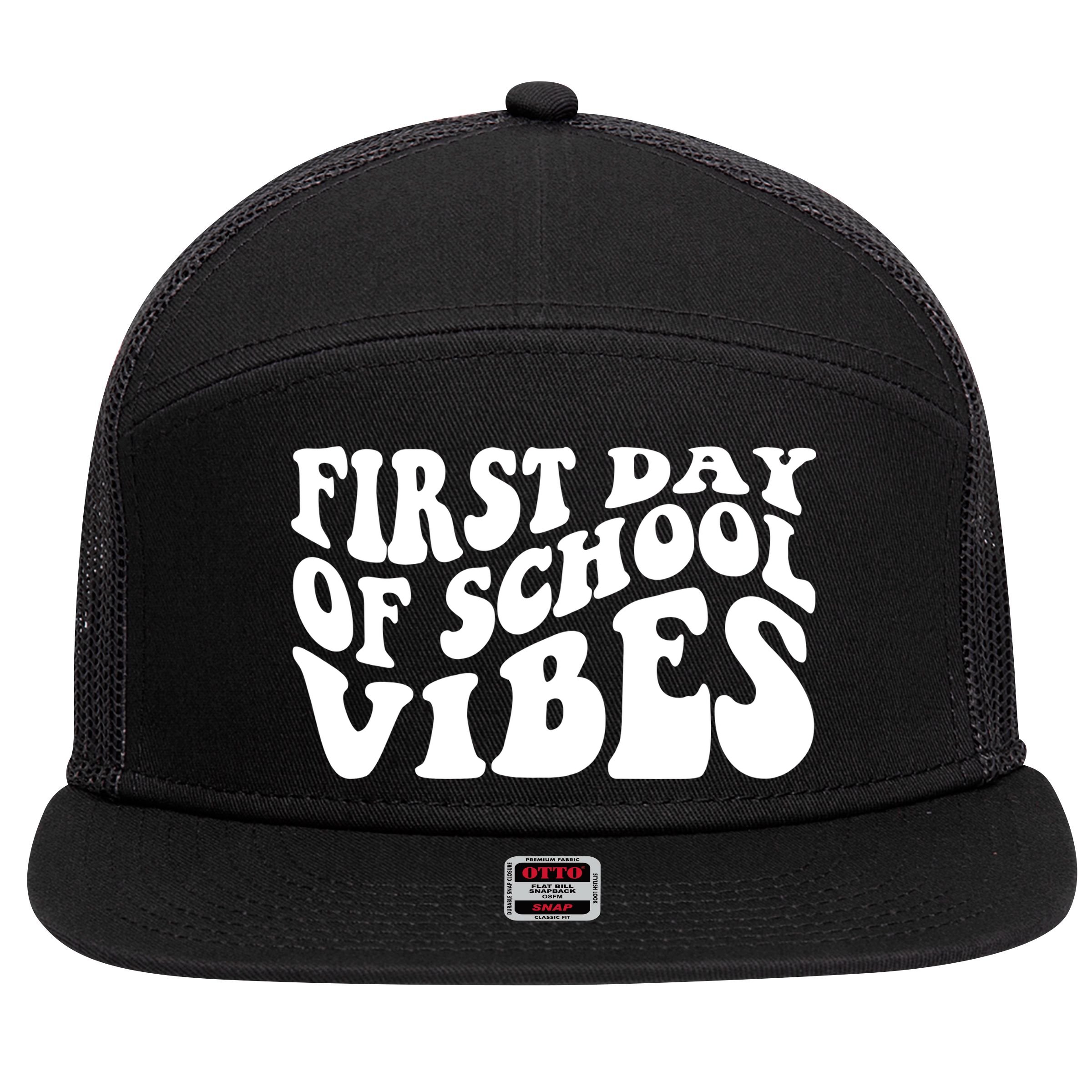 First Day Of School Vibes Retro 7 Panel Mesh Trucker Snapback Hat