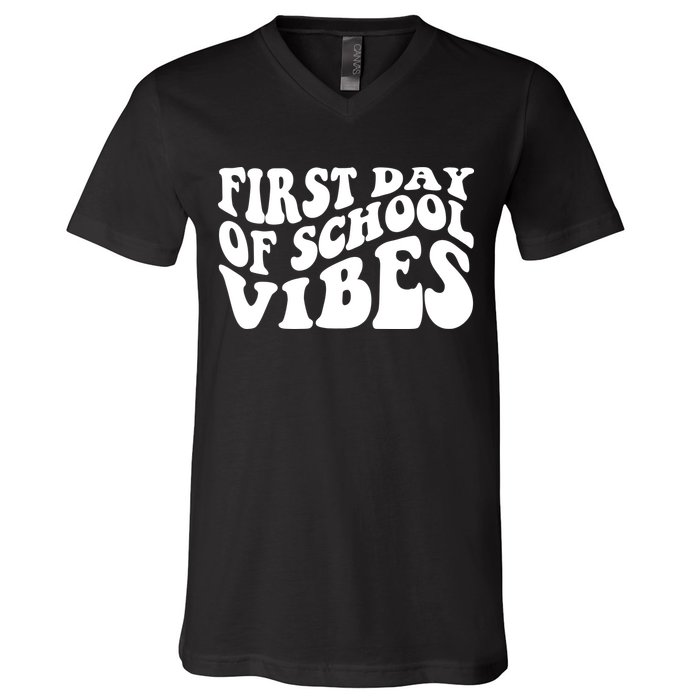 First Day Of School Vibes Retro V-Neck T-Shirt