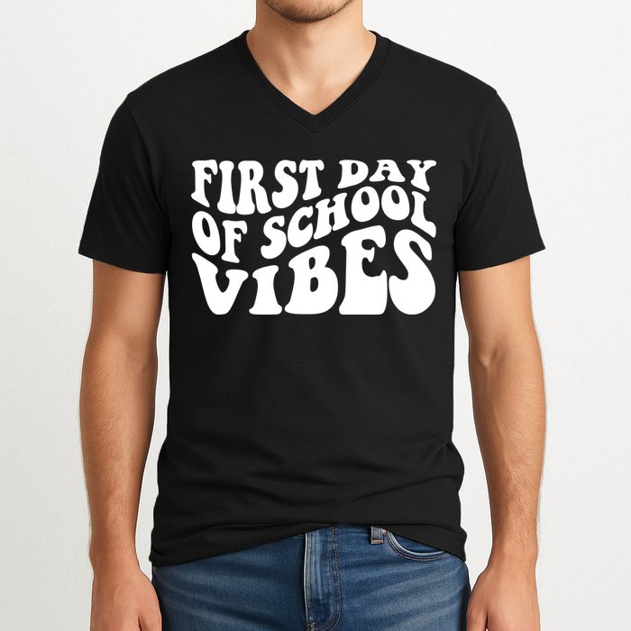 First Day Of School Vibes Retro V-Neck T-Shirt