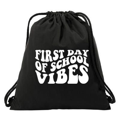 First Day Of School Vibes Retro Drawstring Bag