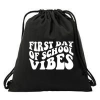 First Day Of School Vibes Retro Drawstring Bag