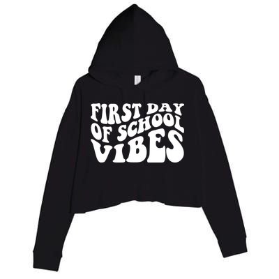 First Day Of School Vibes Retro Crop Fleece Hoodie
