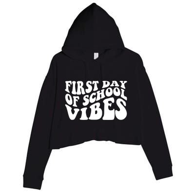 First Day Of School Vibes Retro Crop Fleece Hoodie