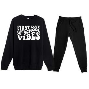 First Day Of School Vibes Retro Premium Crewneck Sweatsuit Set