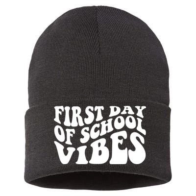 First Day Of School Vibes Retro Sustainable Knit Beanie