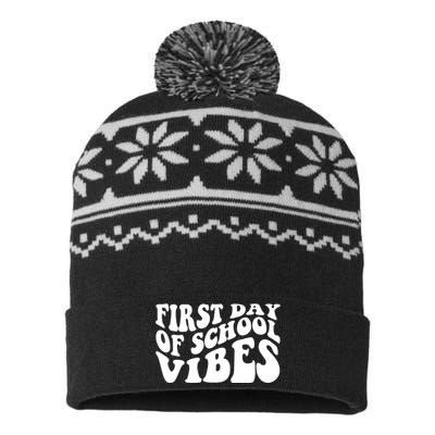 First Day Of School Vibes Retro USA-Made Snowflake Beanie