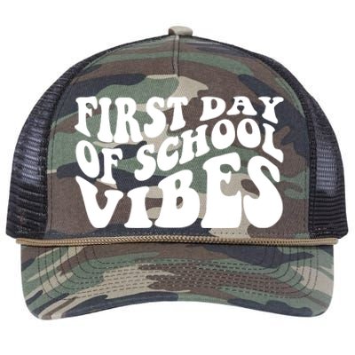 First Day Of School Vibes Retro Retro Rope Trucker Hat Cap