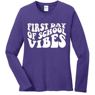 First Day Of School Vibes Retro Ladies Long Sleeve Shirt