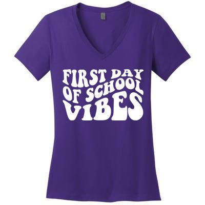 First Day Of School Vibes Retro Women's V-Neck T-Shirt
