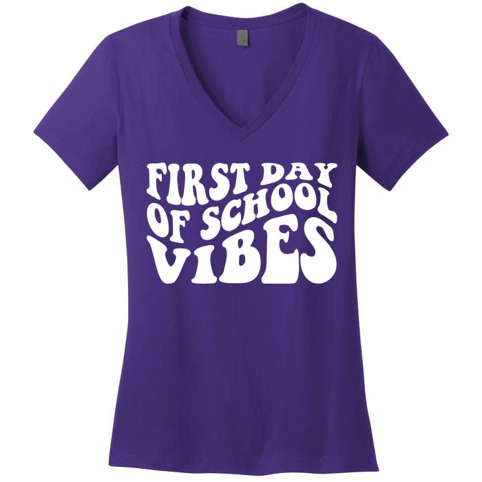 First Day Of School Vibes Retro Women's V-Neck T-Shirt