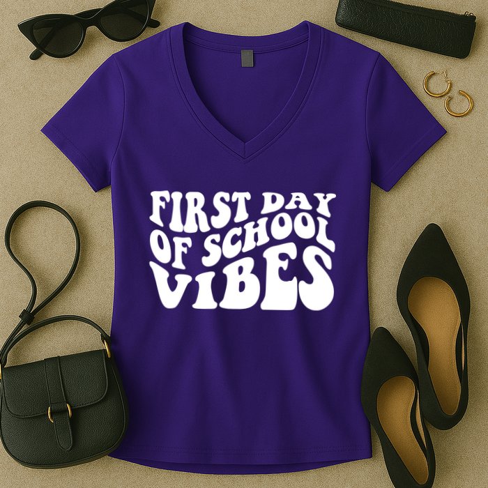 First Day Of School Vibes Retro Women's V-Neck T-Shirt
