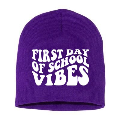 First Day Of School Vibes Retro Short Acrylic Beanie