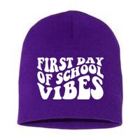 First Day Of School Vibes Retro Short Acrylic Beanie