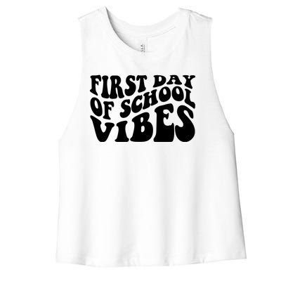 First Day Of School Vibes Retro Women's Racerback Cropped Tank