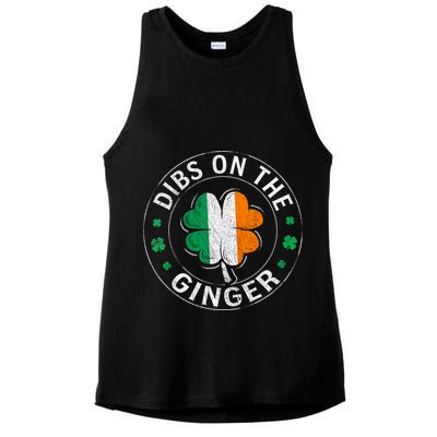Funny Dibs On The Ginger St Patricks Day Shamrock Ladies PosiCharge Tri-Blend Wicking Tank