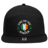 Funny Dibs On The Ginger St Patricks Day Shamrock 7 Panel Mesh Trucker Snapback Hat