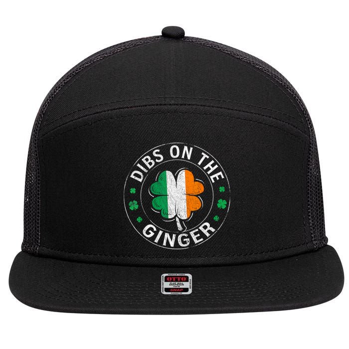 Funny Dibs On The Ginger St Patricks Day Shamrock 7 Panel Mesh Trucker Snapback Hat