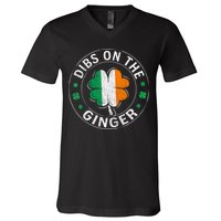 Funny Dibs On The Ginger St Patricks Day Shamrock V-Neck T-Shirt