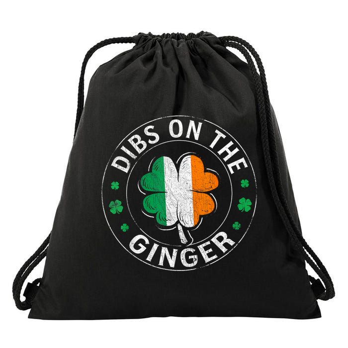 Funny Dibs On The Ginger St Patricks Day Shamrock Drawstring Bag