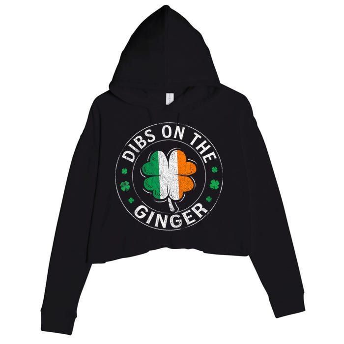 Funny Dibs On The Ginger St Patricks Day Shamrock Crop Fleece Hoodie