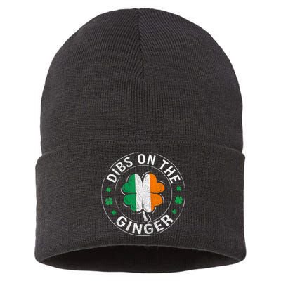 Funny Dibs On The Ginger St Patricks Day Shamrock Sustainable Knit Beanie