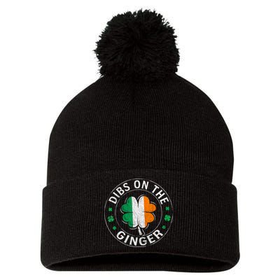 Funny Dibs On The Ginger St Patricks Day Shamrock Pom Pom 12in Knit Beanie