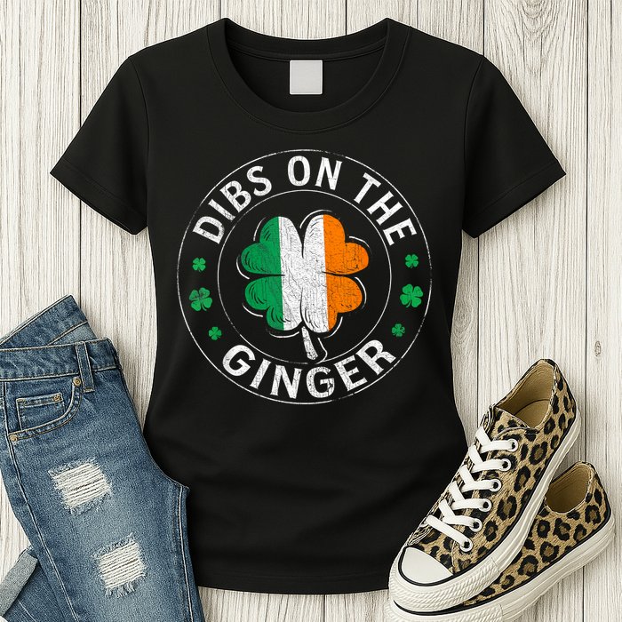 Funny Dibs On The Ginger St Patricks Day Shamrock Womens T-Shirt