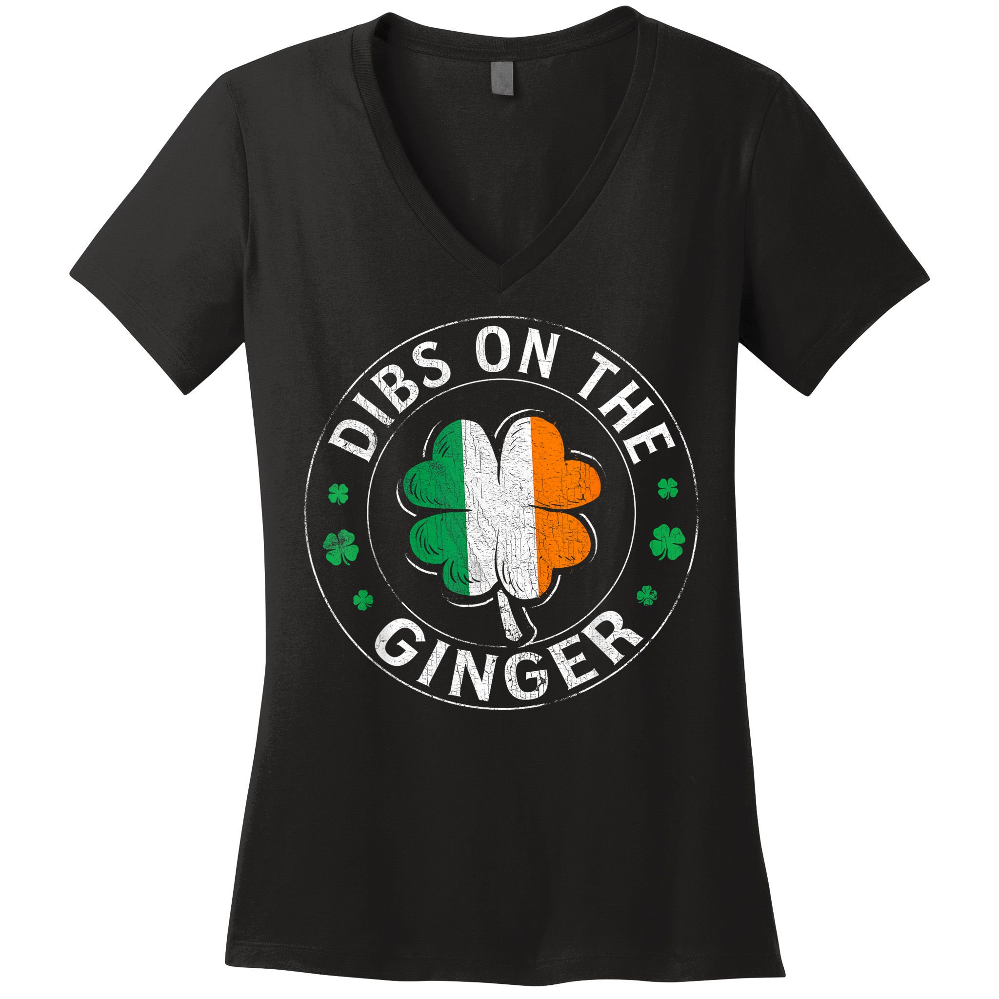 Funny Dibs On The Ginger St Patricks Day Shamrock Women's V-Neck T-Shirt