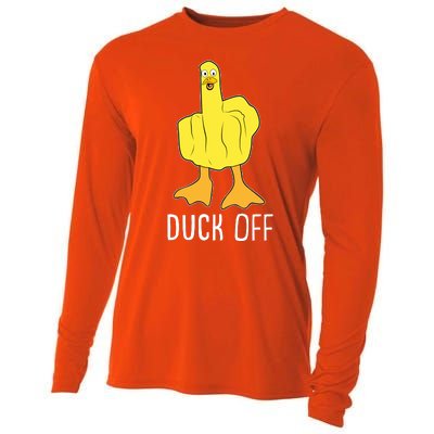 Funny Duck Off Middle Finger Cooling Performance Long Sleeve Crew