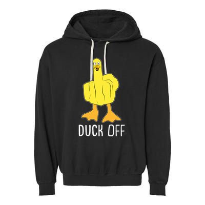 Funny Duck Off Middle Finger Garment-Dyed Fleece Hoodie