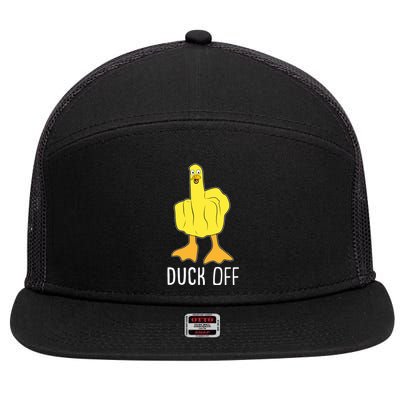 Funny Duck Off Middle Finger 7 Panel Mesh Trucker Snapback Hat