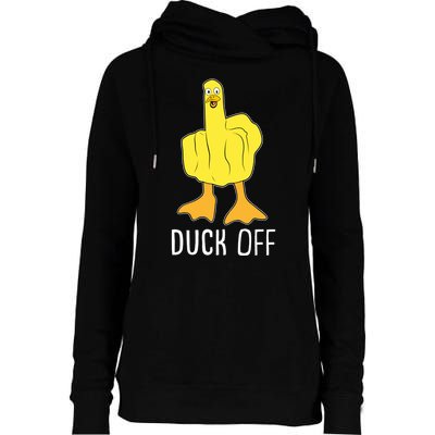 Funny Duck Off Middle Finger Womens Funnel Neck Pullover Hood
