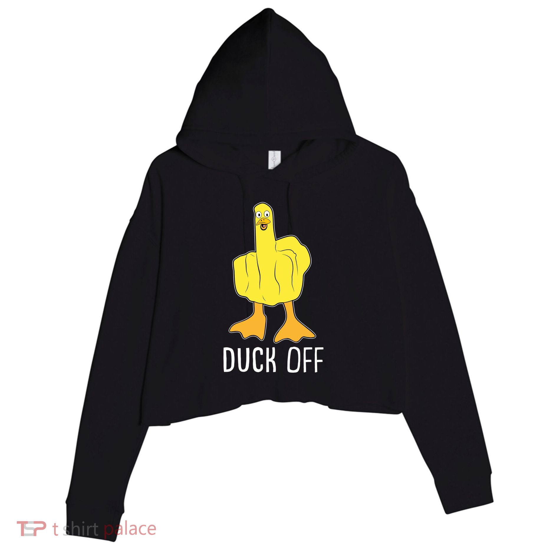 Funny Duck Off Middle Finger Crop Fleece Hoodie
