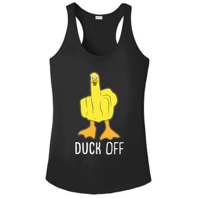 Funny Duck Off Middle Finger Ladies PosiCharge Competitor Racerback Tank