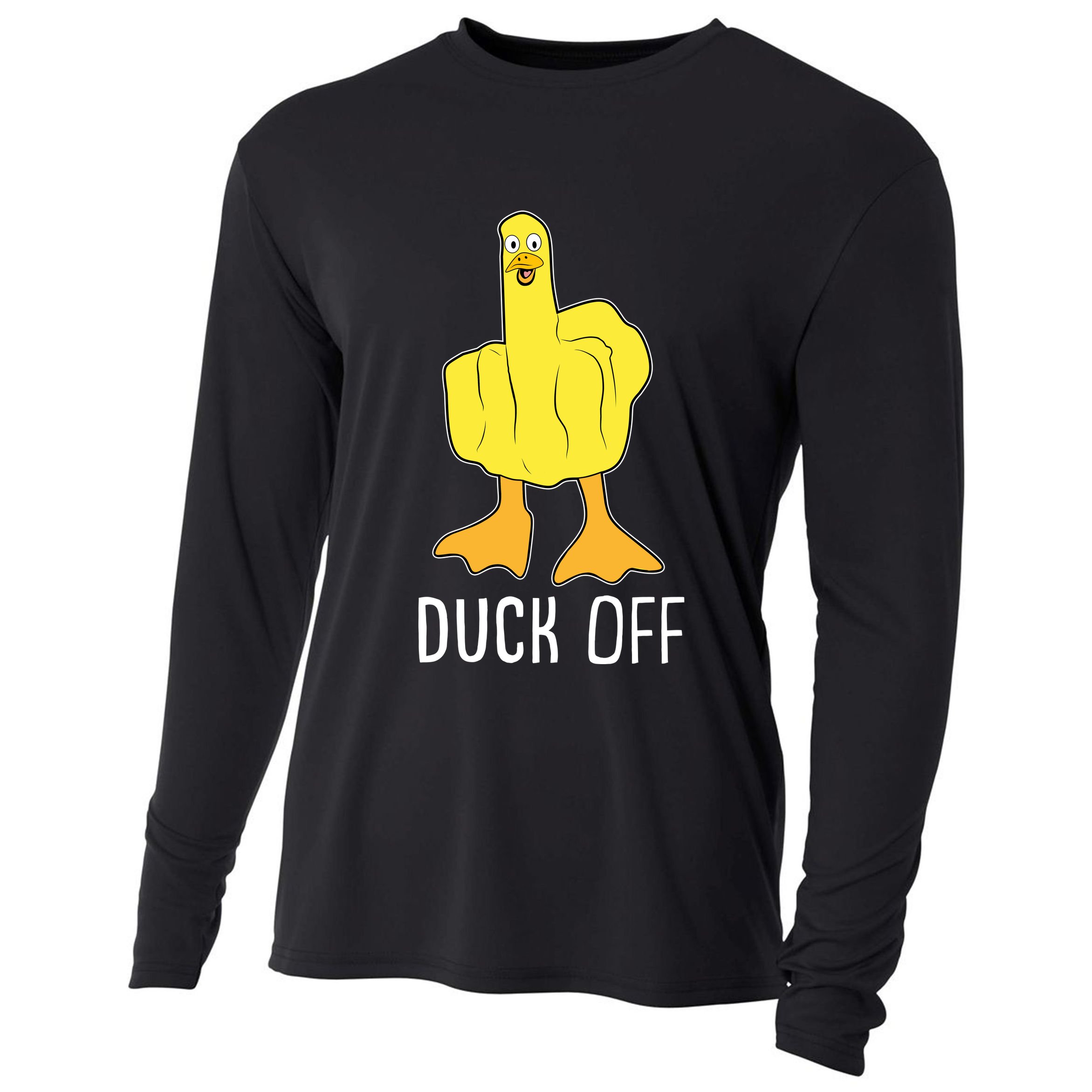 Funny Duck Off Middle Finger Cooling Performance Long Sleeve Crew