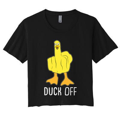 Funny Duck Off Middle Finger Crop Top