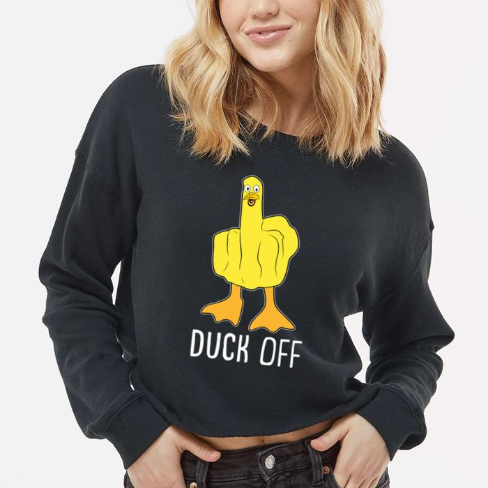 Funny Duck Off Middle Finger Cropped Pullover Crew