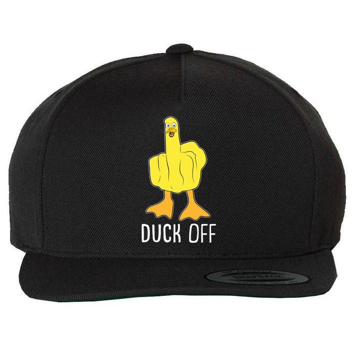 Funny Duck Off Middle Finger Wool Snapback Cap