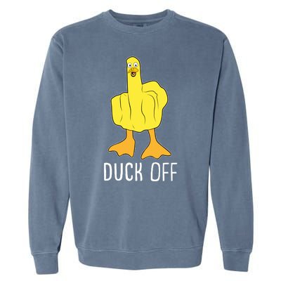 Funny Duck Off Middle Finger Garment-Dyed Sweatshirt