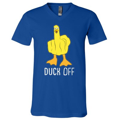 Funny Duck Off Middle Finger V-Neck T-Shirt