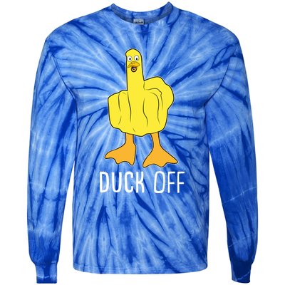 Funny Duck Off Middle Finger Tie-Dye Long Sleeve Shirt
