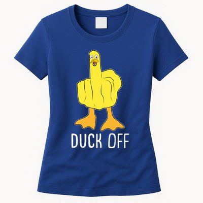 Funny Duck Off Middle Finger Womens T-Shirt