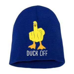 Funny Duck Off Middle Finger Short Acrylic Beanie