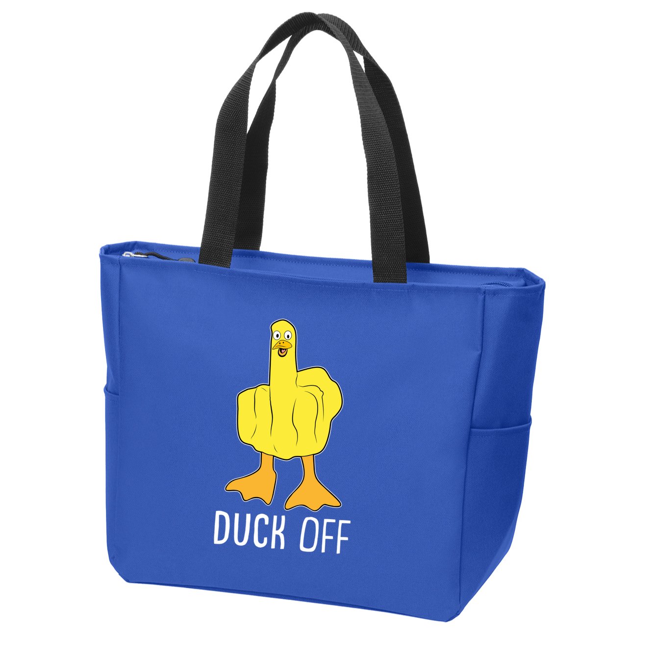 Funny Duck Off Middle Finger Zip Tote Bag