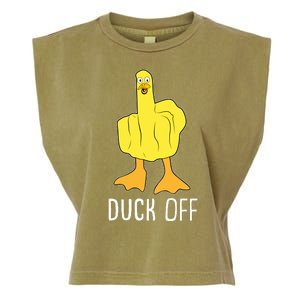 Funny Duck Off Middle Finger Garment-Dyed Women's Muscle Tee